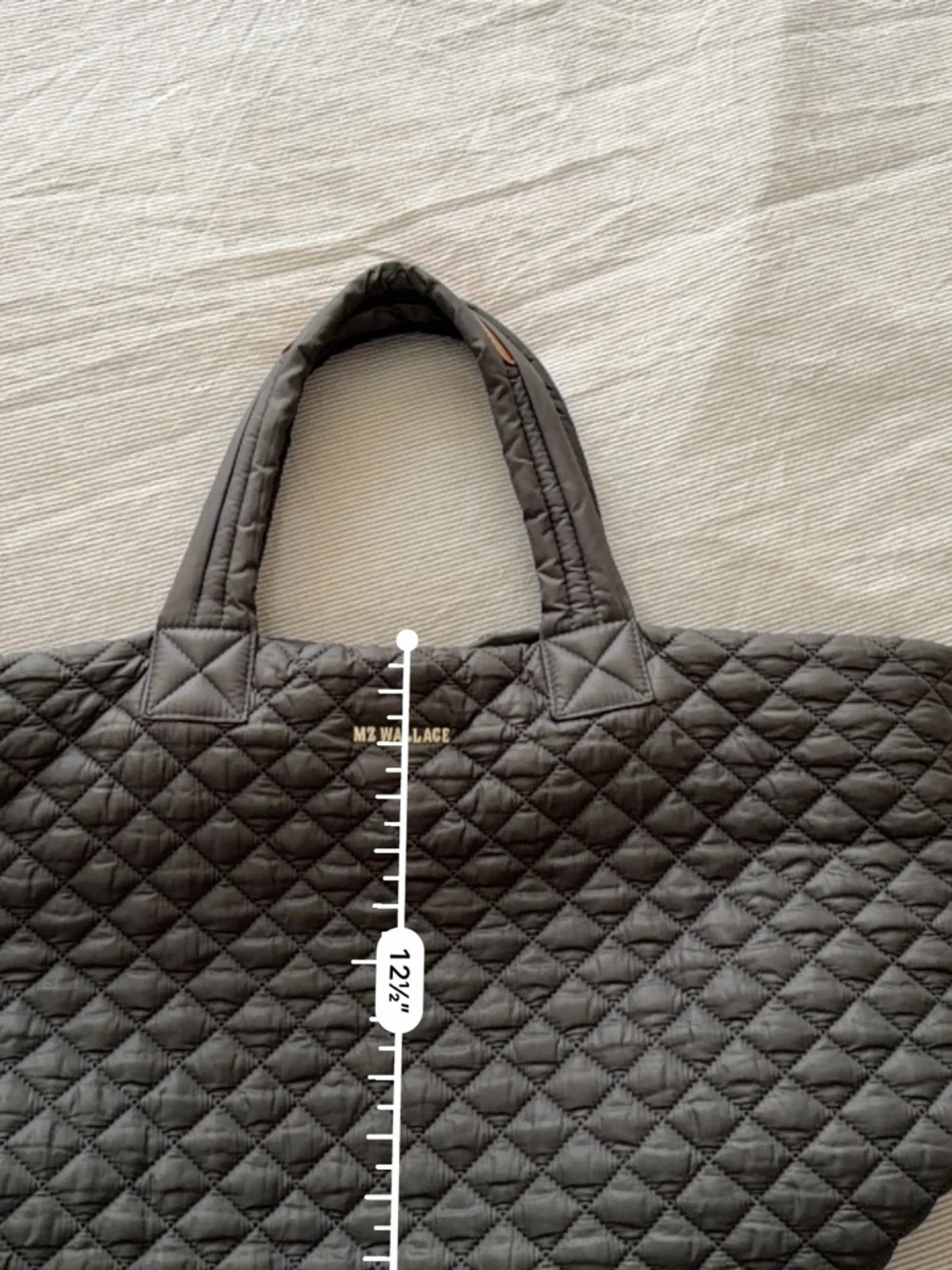 MZ Wallace Quilted Gray Tote with Gold Logo - Picture 9 of 11